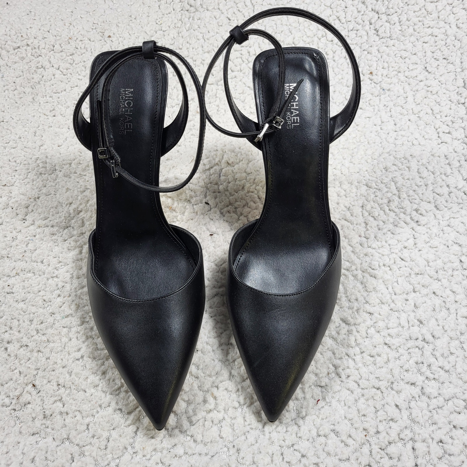 New Michael Michael Kors Imani Heeled Leather Stiletto Shoes Size 8.5m